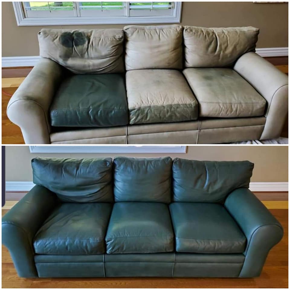20 year old Leather sofa faded by the sun repaired