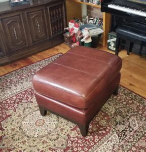 Leather ottoman re-dyed halifax