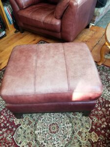 Leather ottoman re-dyed